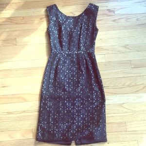 Anthropologie back tie black lace dress